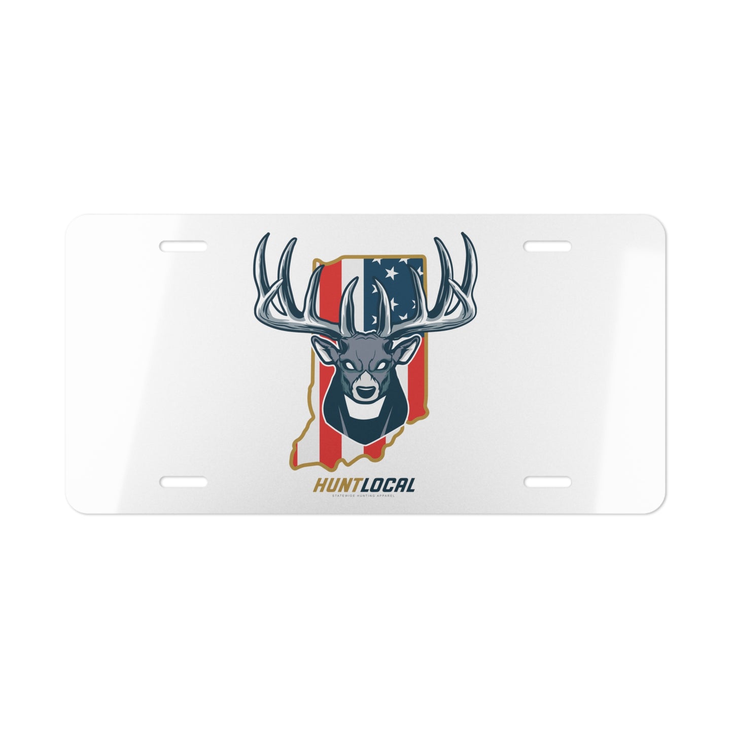 Indiana - Alpha Buck License Plate (white)