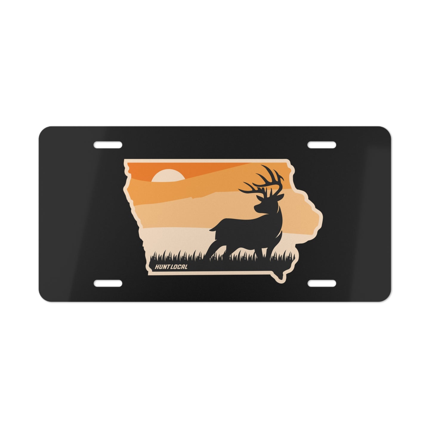 Iowa - Sunset Buck License Plate (black)