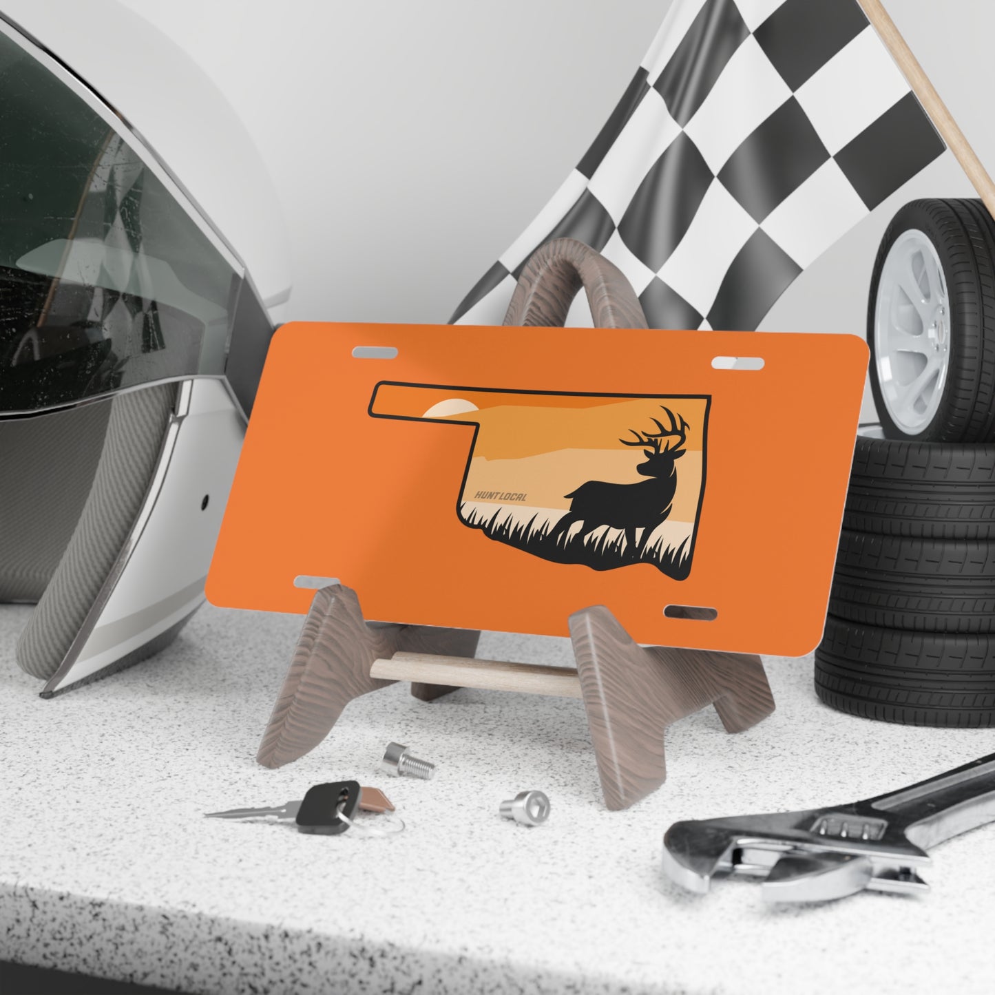 Oklahoma - Sunset Buck License Plate (orange)