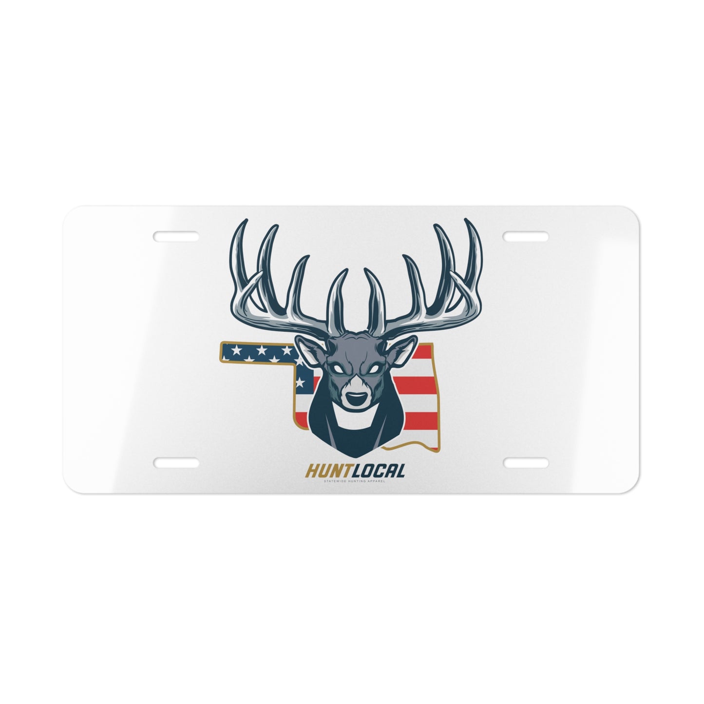 Oklahoma - Alpha Buck License Plate (white)