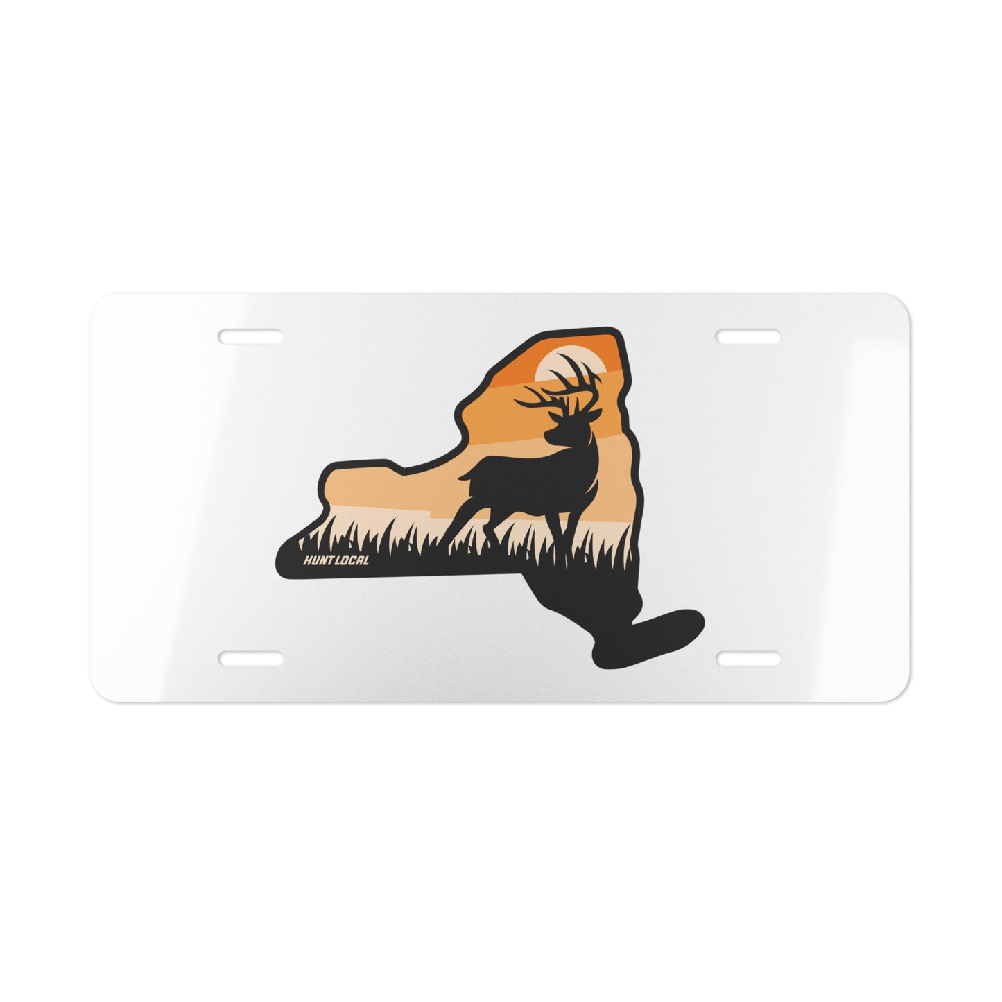 New York - Sunset Buck License Plate (white)