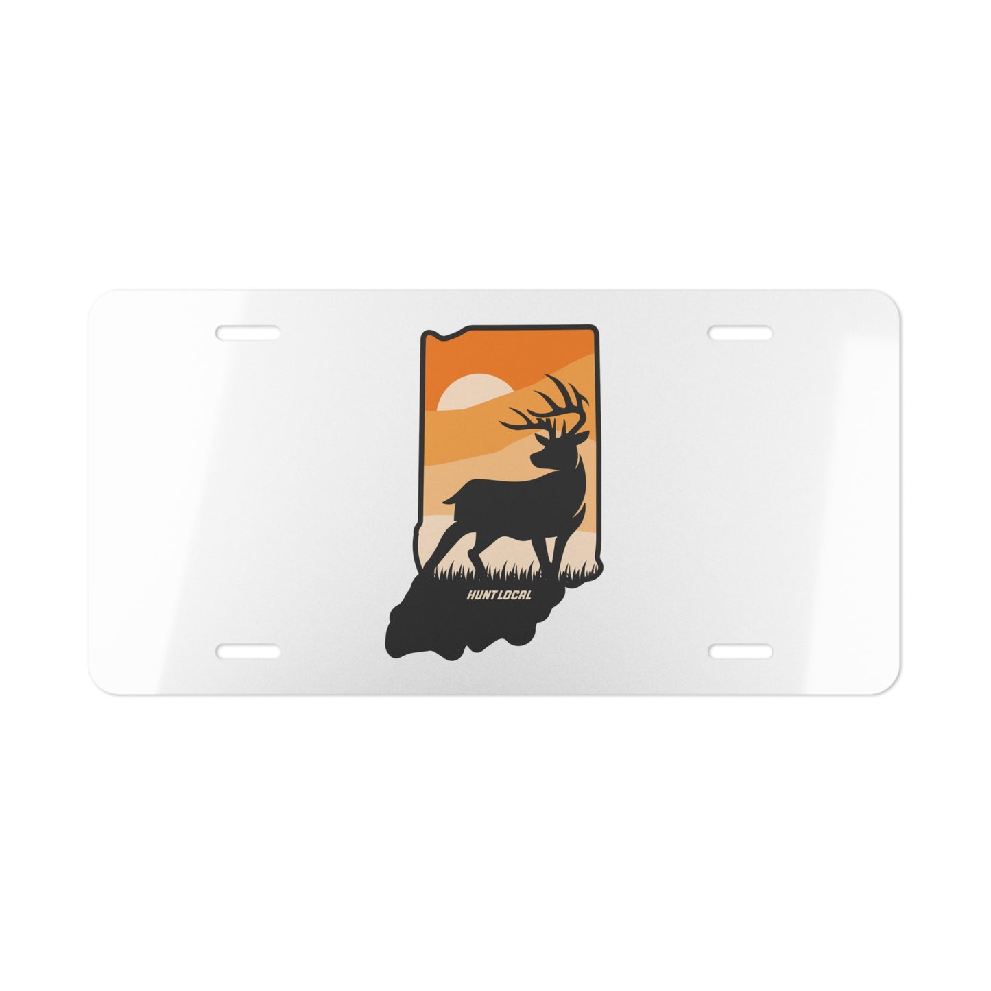 Indiana - Sunset Buck License Plate (white)