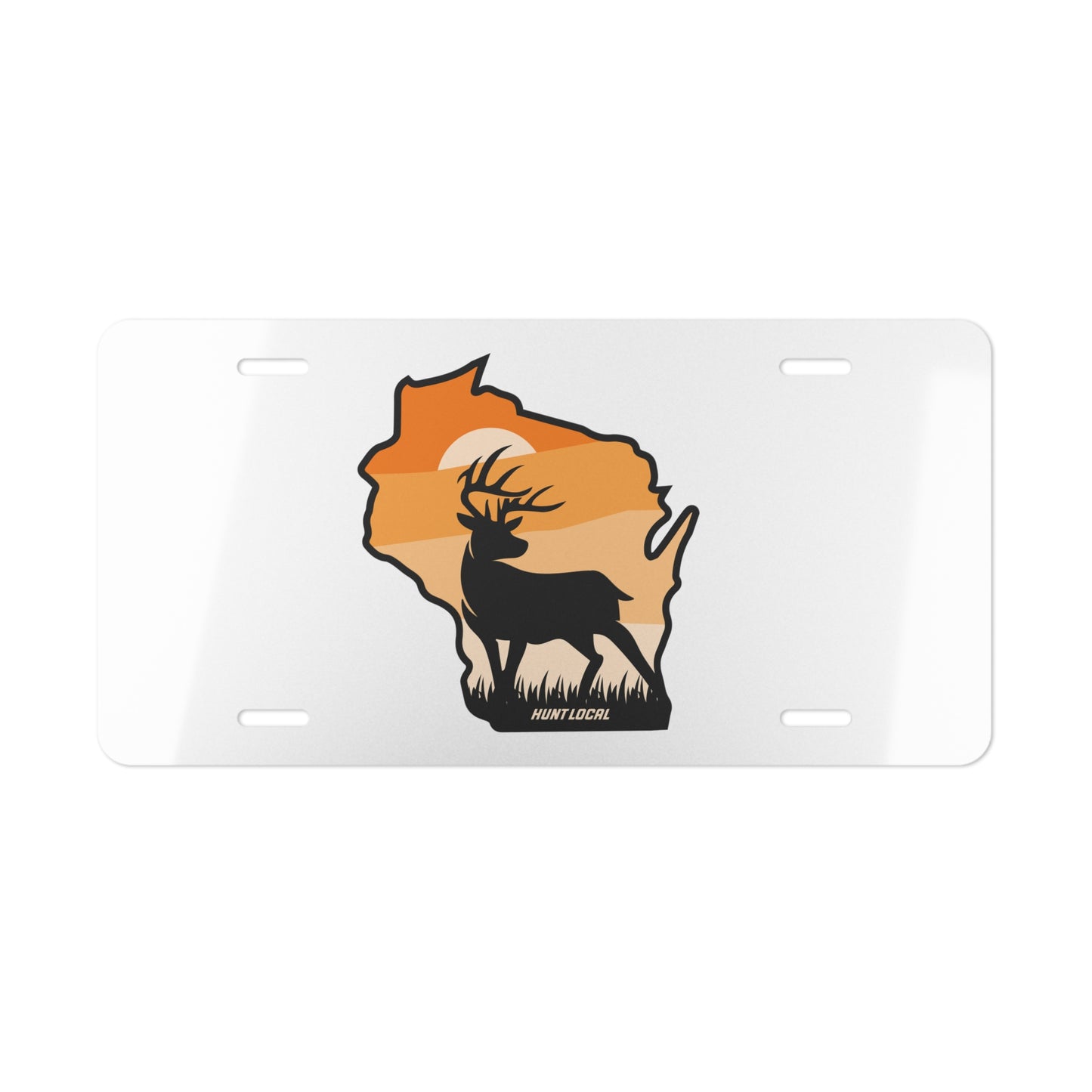 Wisconsin - Sunset Buck License Plate (white)