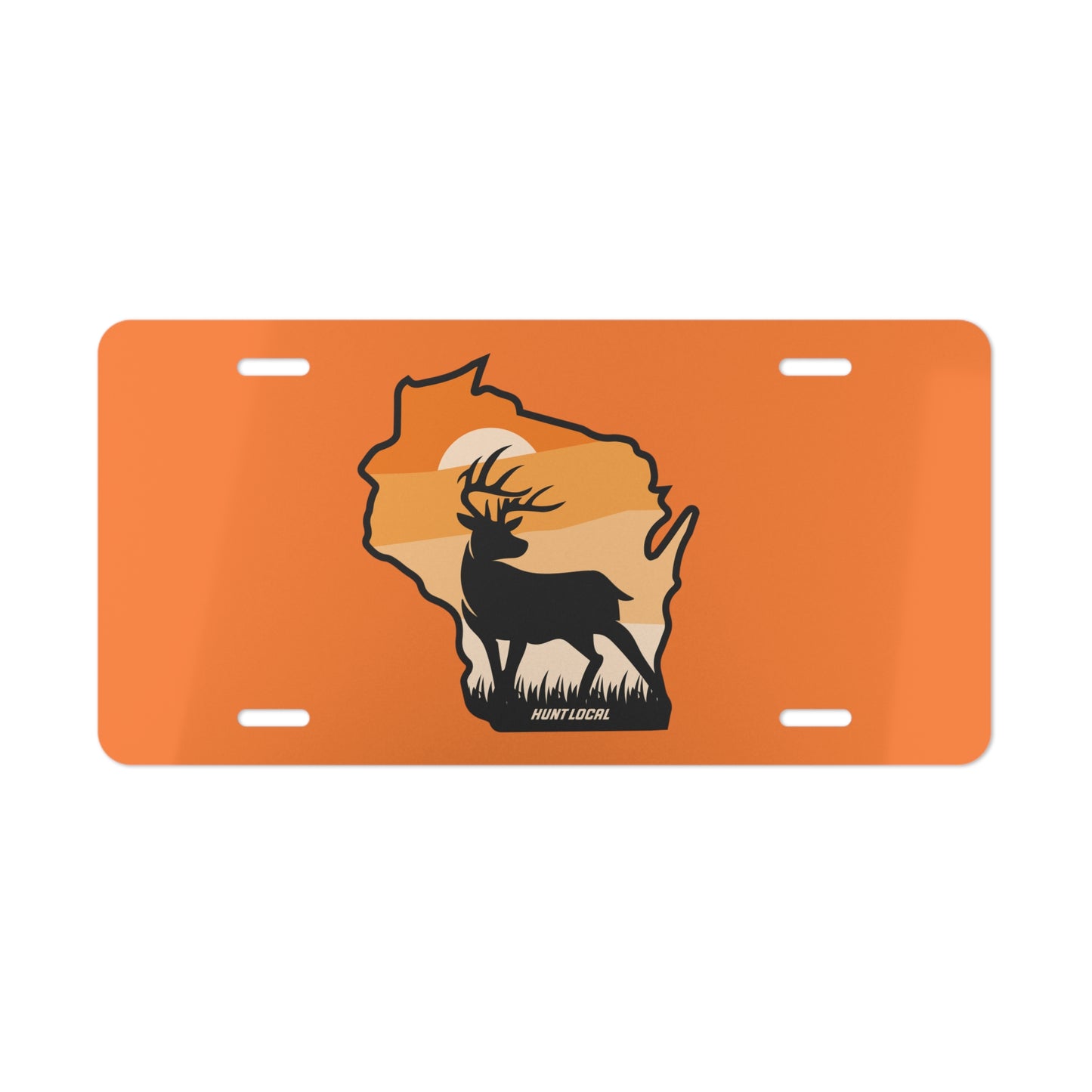 Wisconsin - Sunset Buck License Plate (orange)