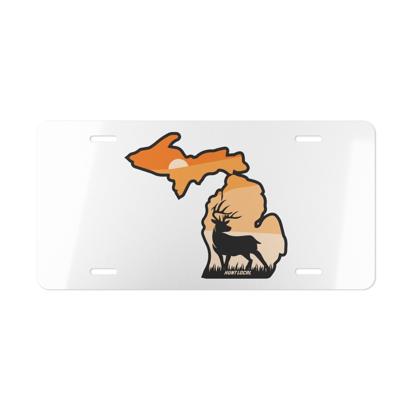 Michigan - Sunset Buck License Plate (white)