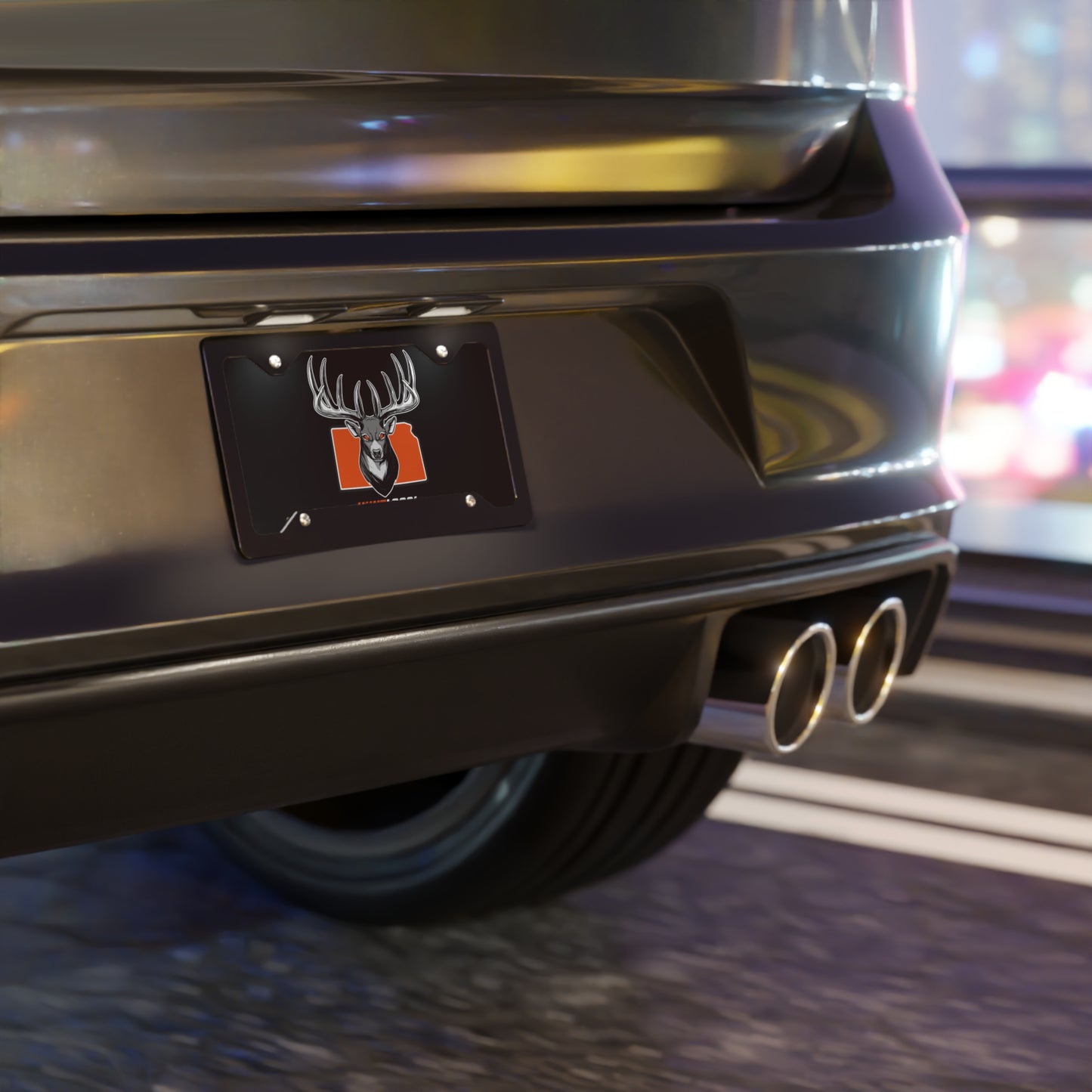 Kansas - Alpha Buck License Plate (black)