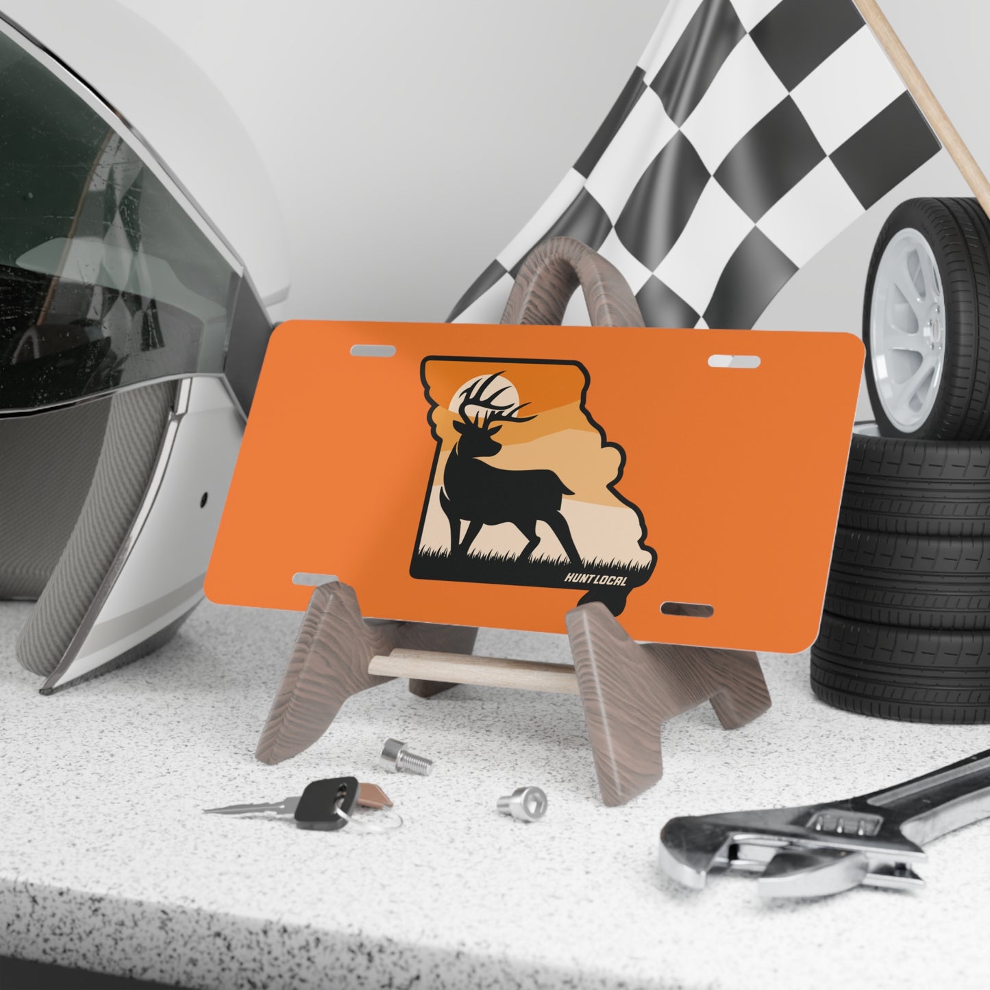 Missouri - Sunset Buck License Plate (orange)