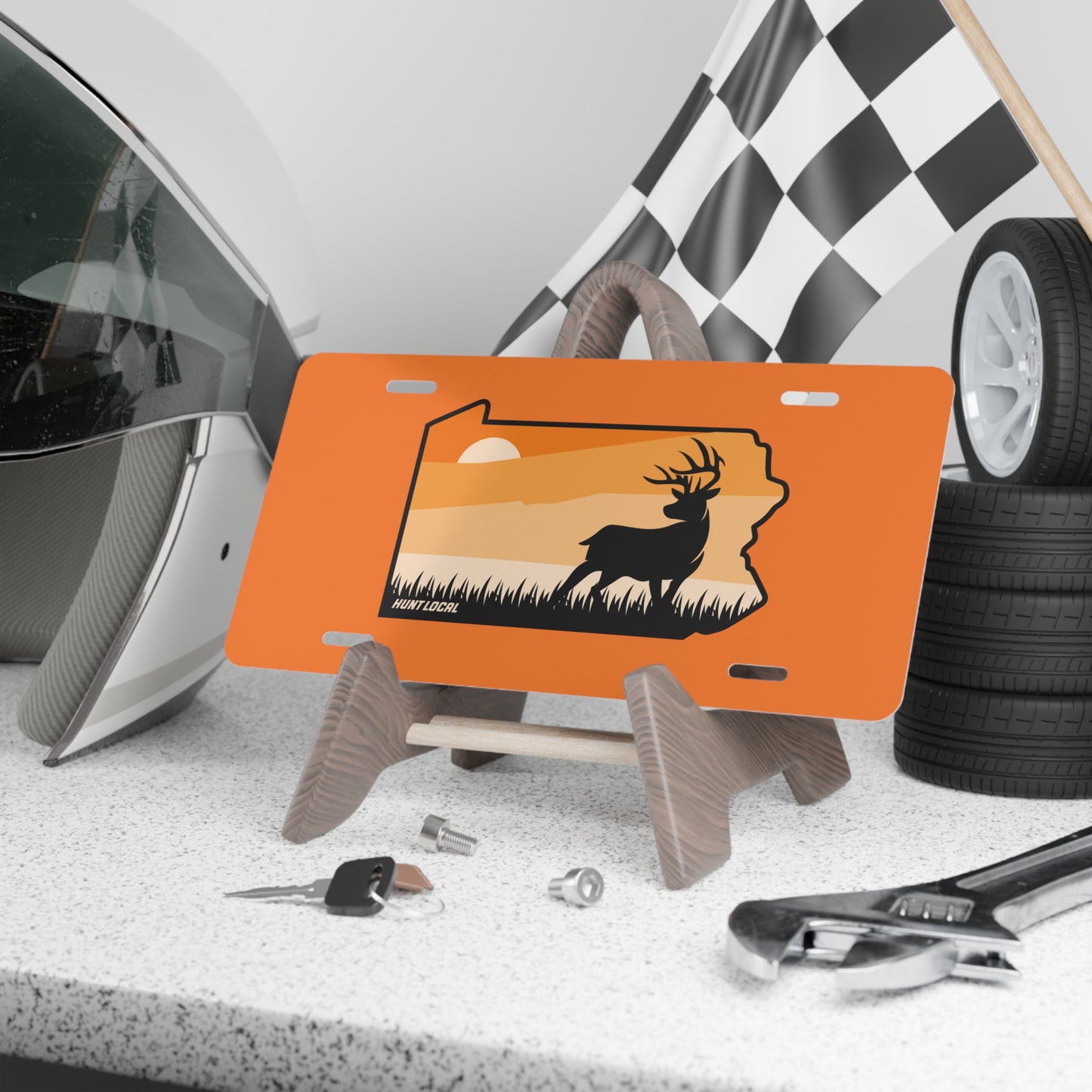 Pennsylvania - Sunset Buck License Plate (orange)