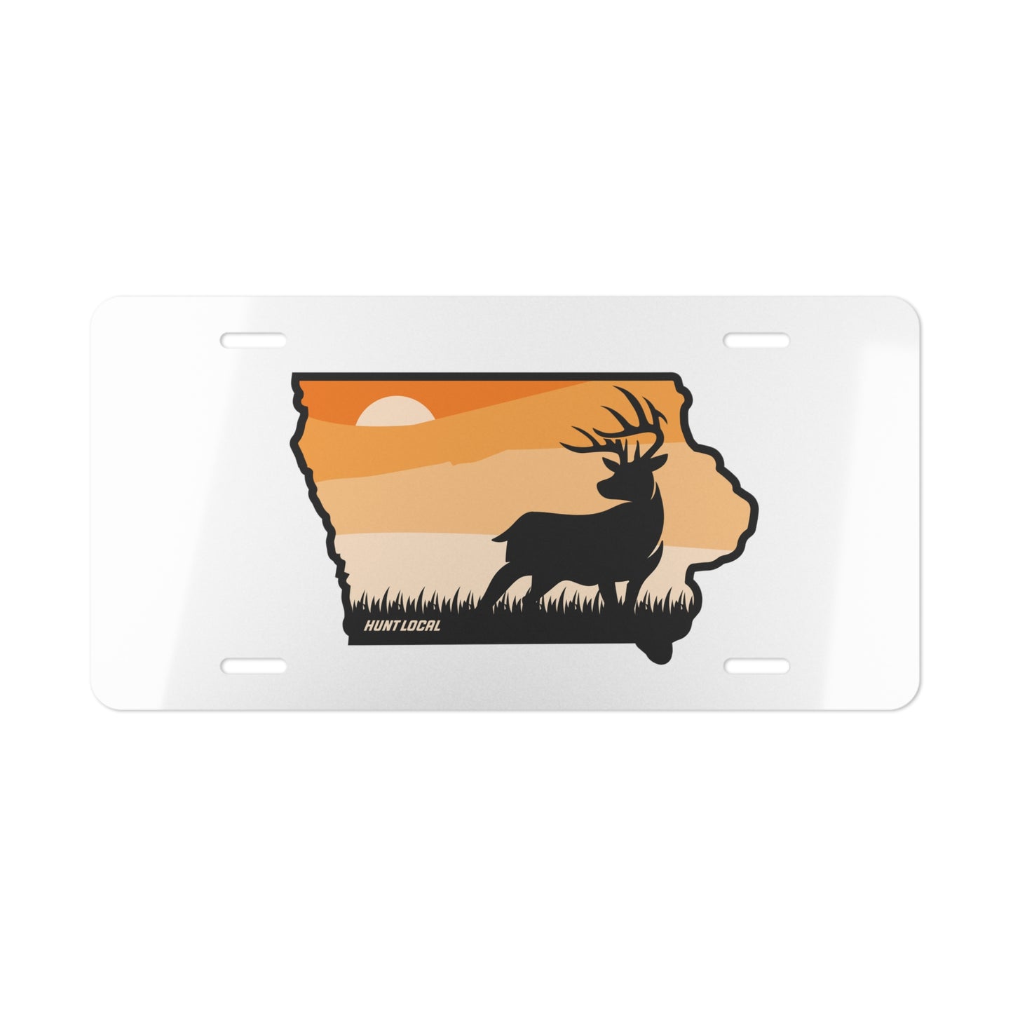 Iowa - Sunset Buck License Plate (white)