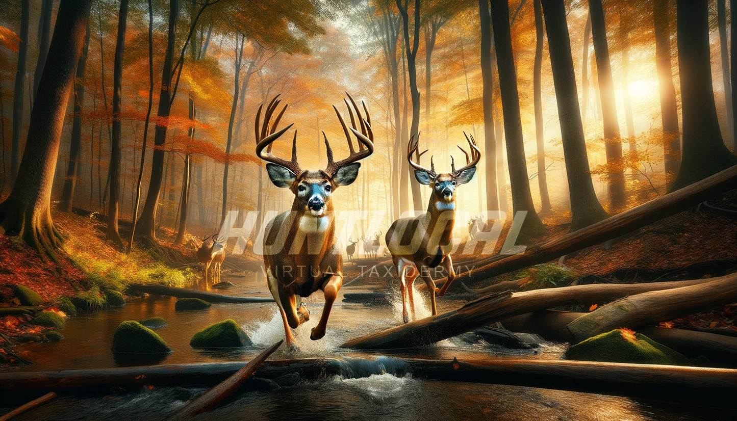 Scene 44 - Two Whitetails Custom Art