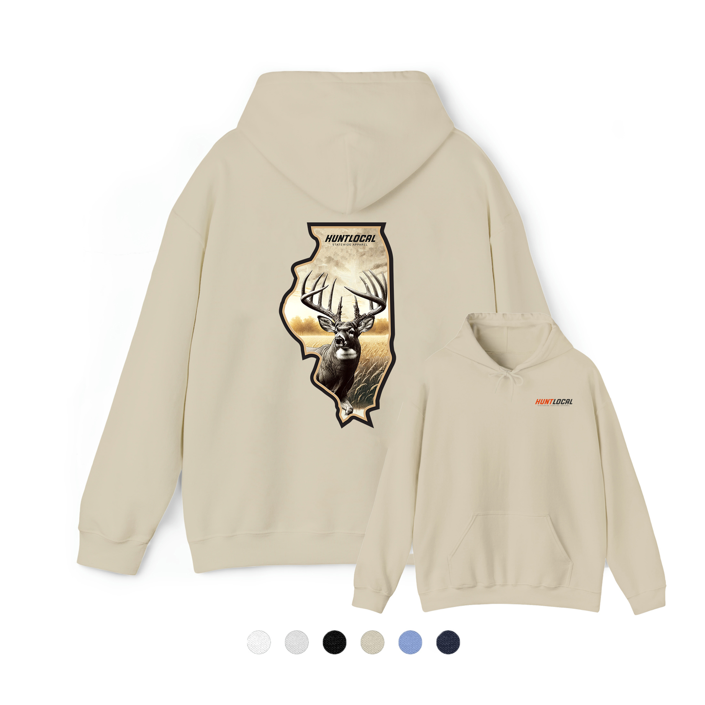 Illinois - Whitetail Buck Hoodie (back)
