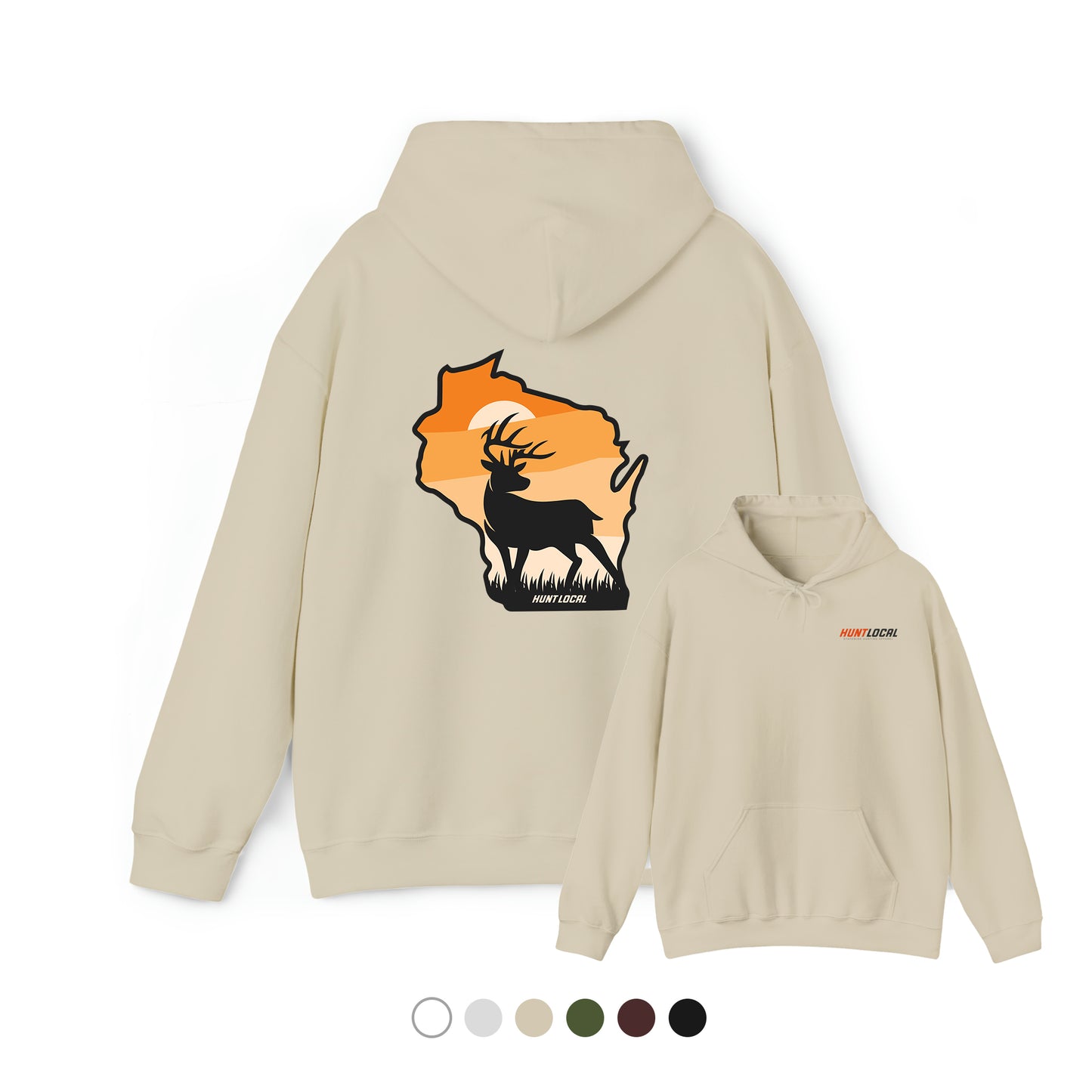 Wisconsin - Sunset Buck Hoodie (back)