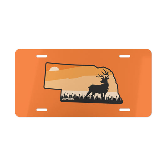 Nebraska - Sunset Buck License Plate (orange)