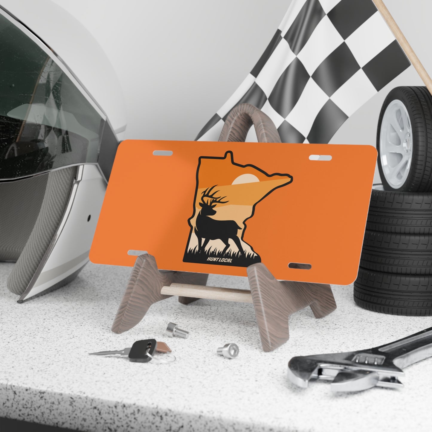 Minnesota - Sunset Buck License Plate (orange)