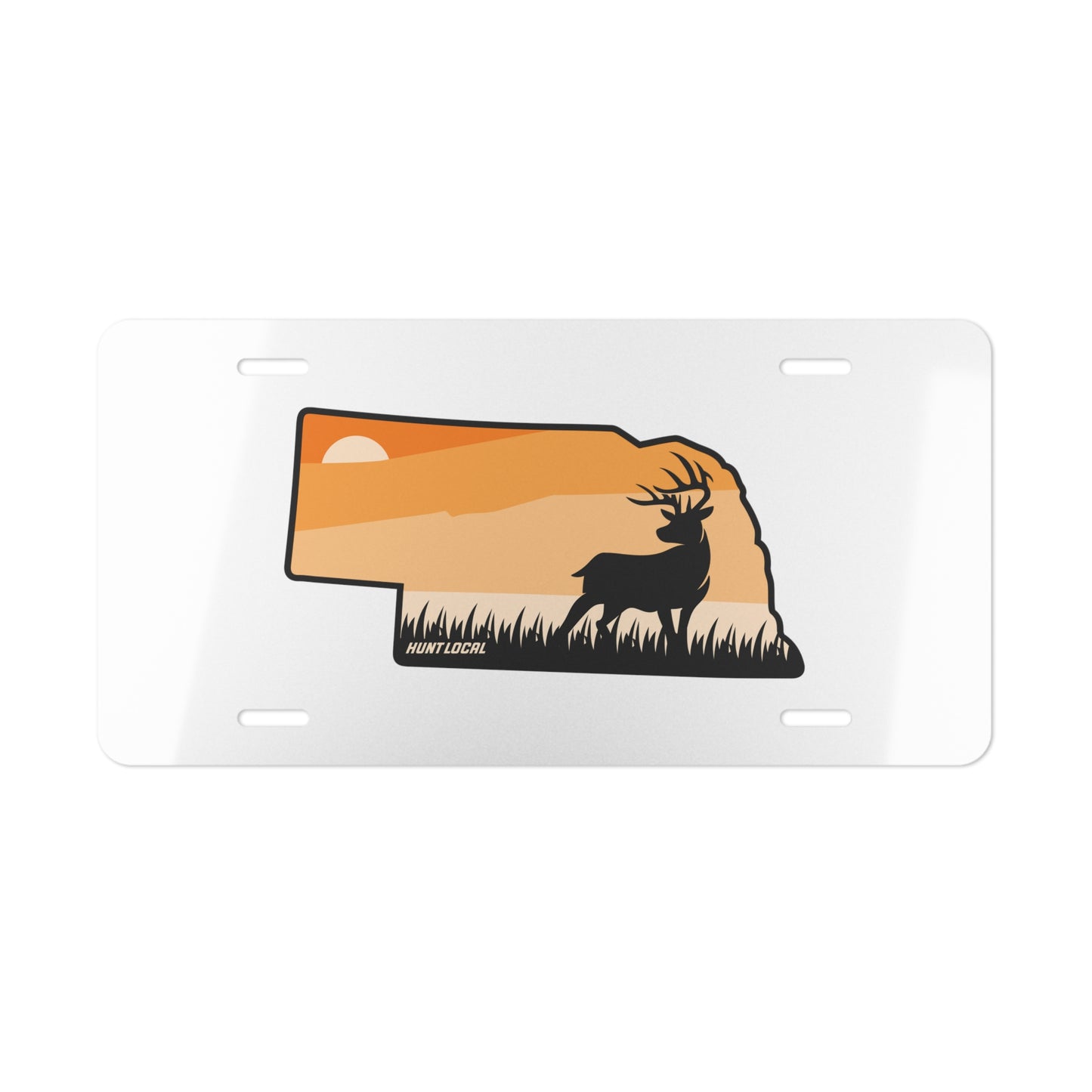 Nebraska - Sunset Buck License Plate (white)