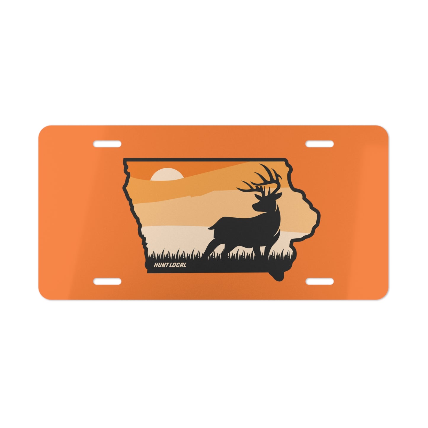 Iowa - Sunset Buck License Plate (white)