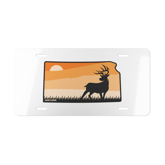 Kansas - Sunset Buck License Plate (white)