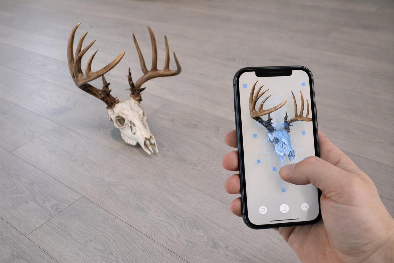 Scanning a euro mount with a phone — the 3D scan in progress