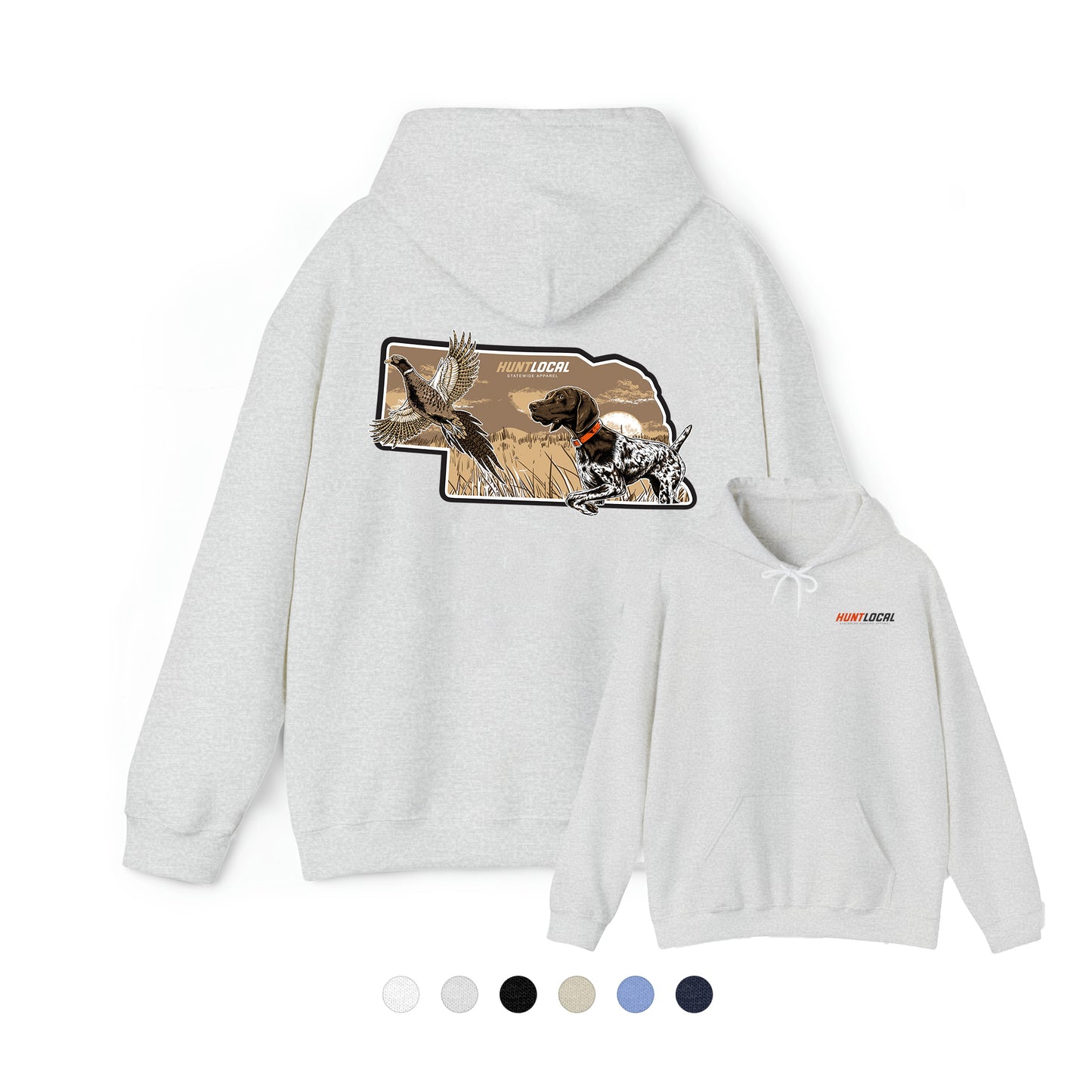 Nebraska - Upland Bird Dog Hoodie (back)