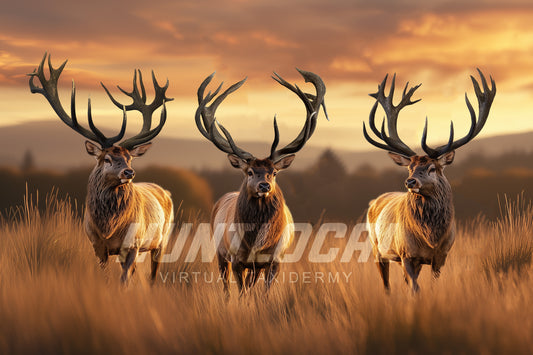 Scene 300 - Three Red Stag Custom Art and Background