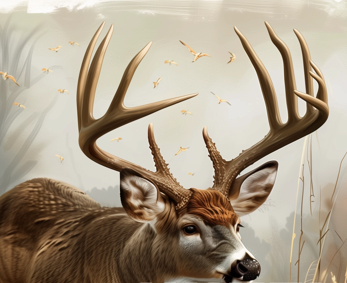 Antler detail close-up of Scene 05 whitetail custom art