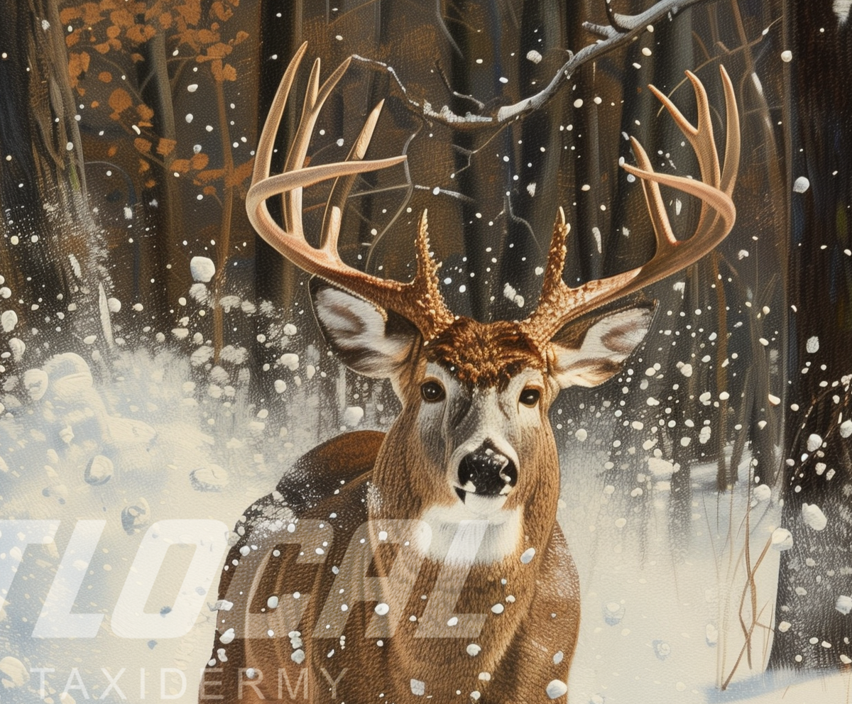 Antler detail close-up of Scene 03 whitetail custom art