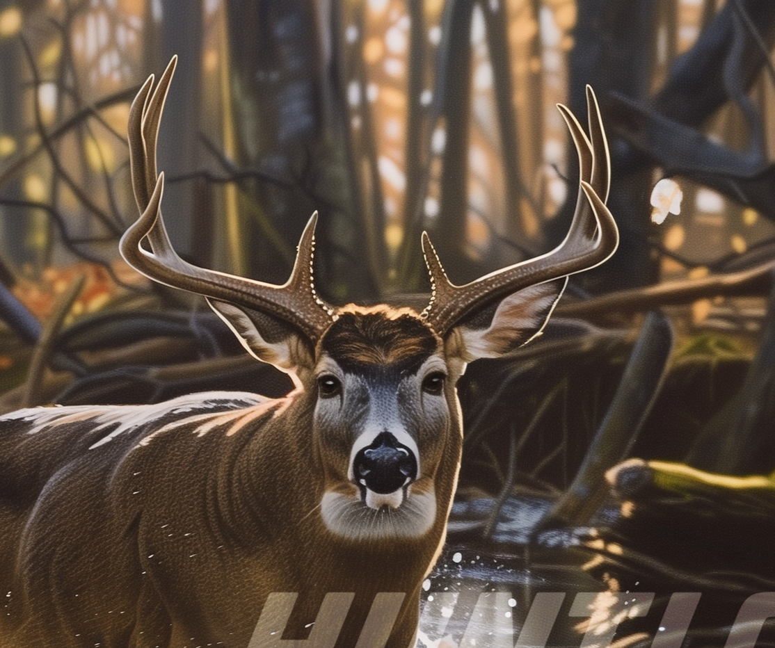 Antler detail close-up of Scene 25 whitetail custom art