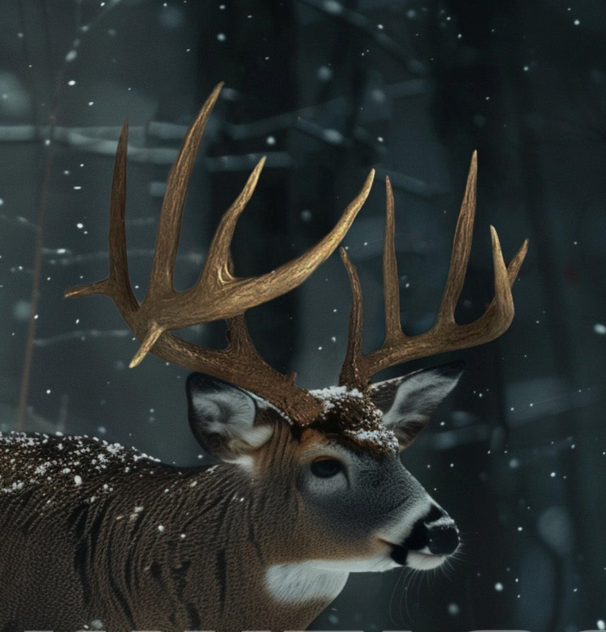 Antler detail close-up of Scene 24 whitetail custom art