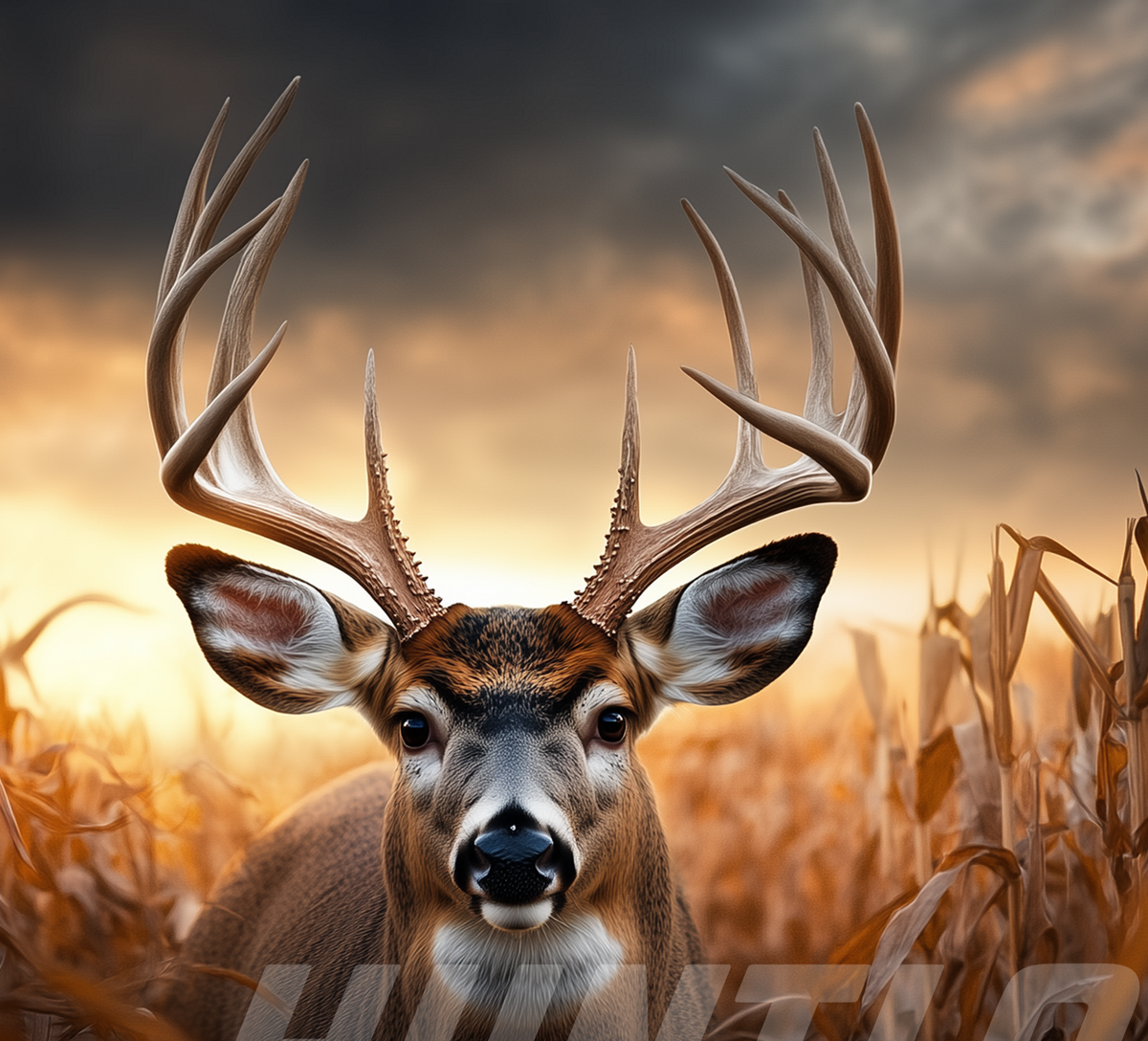Antler detail close-up of Scene 15 whitetail custom art