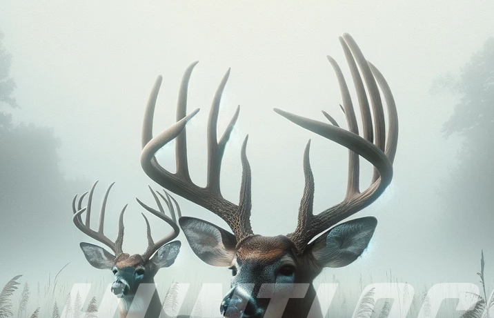 Antler detail close-up of Scene 30 two whitetails custom art