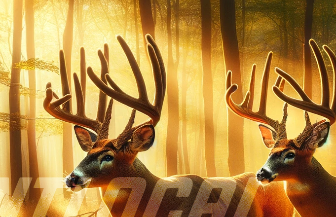 Antler detail close-up of Scene 45 two whitetails custom art